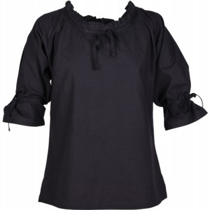 Mittelalter Bluse Birga mit 3/4 Arm, schwarz