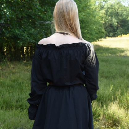 Mittelalter Carmen-Bluse, schwarz