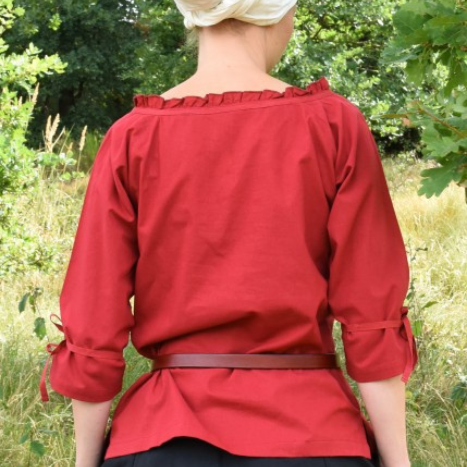 Mittelalter Bluse Birga mit 3/4 Arm, rot