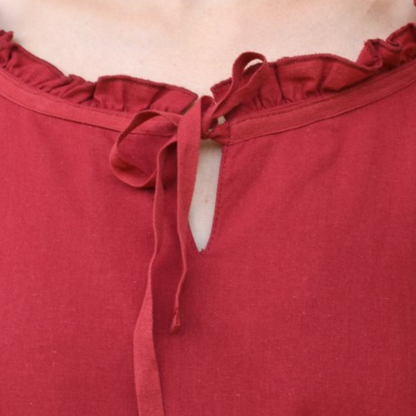 Mittelalter Bluse Birga mit 3/4 Arm, rot