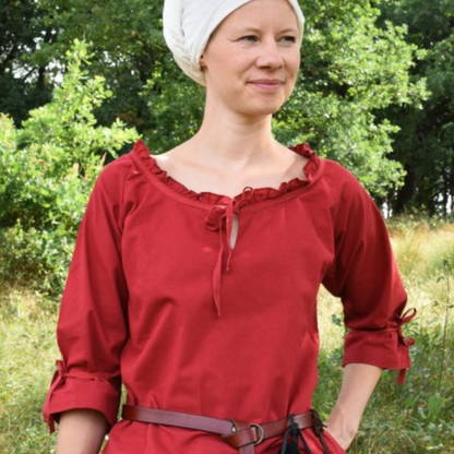 Mittelalter Bluse Birga mit 3/4 Arm, rot