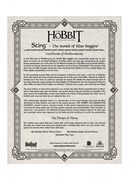 Der Hobbit - Bilbo Beutlins Stich, das Schwert &amp; Scheide