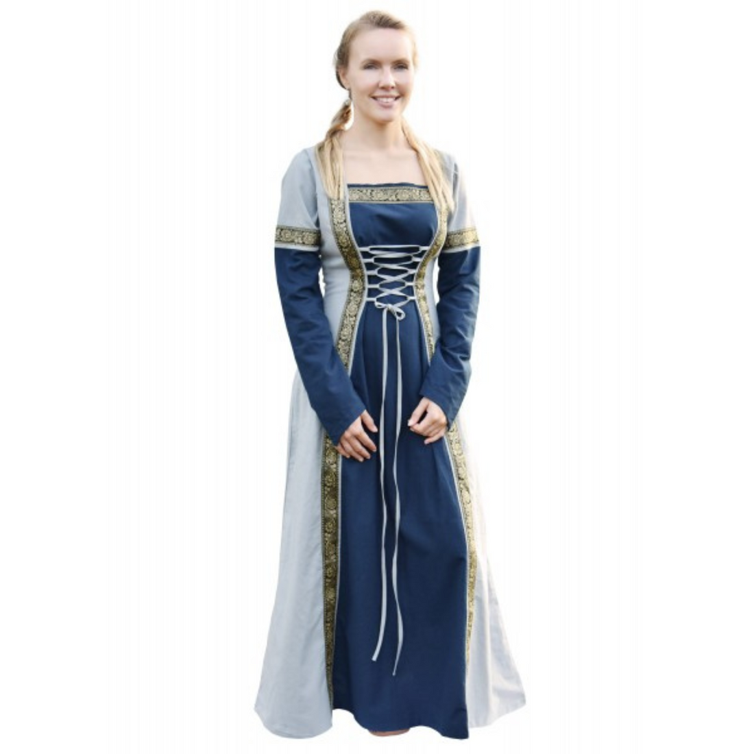 Mittelalterkleid Eleanor, blau/blaugrau