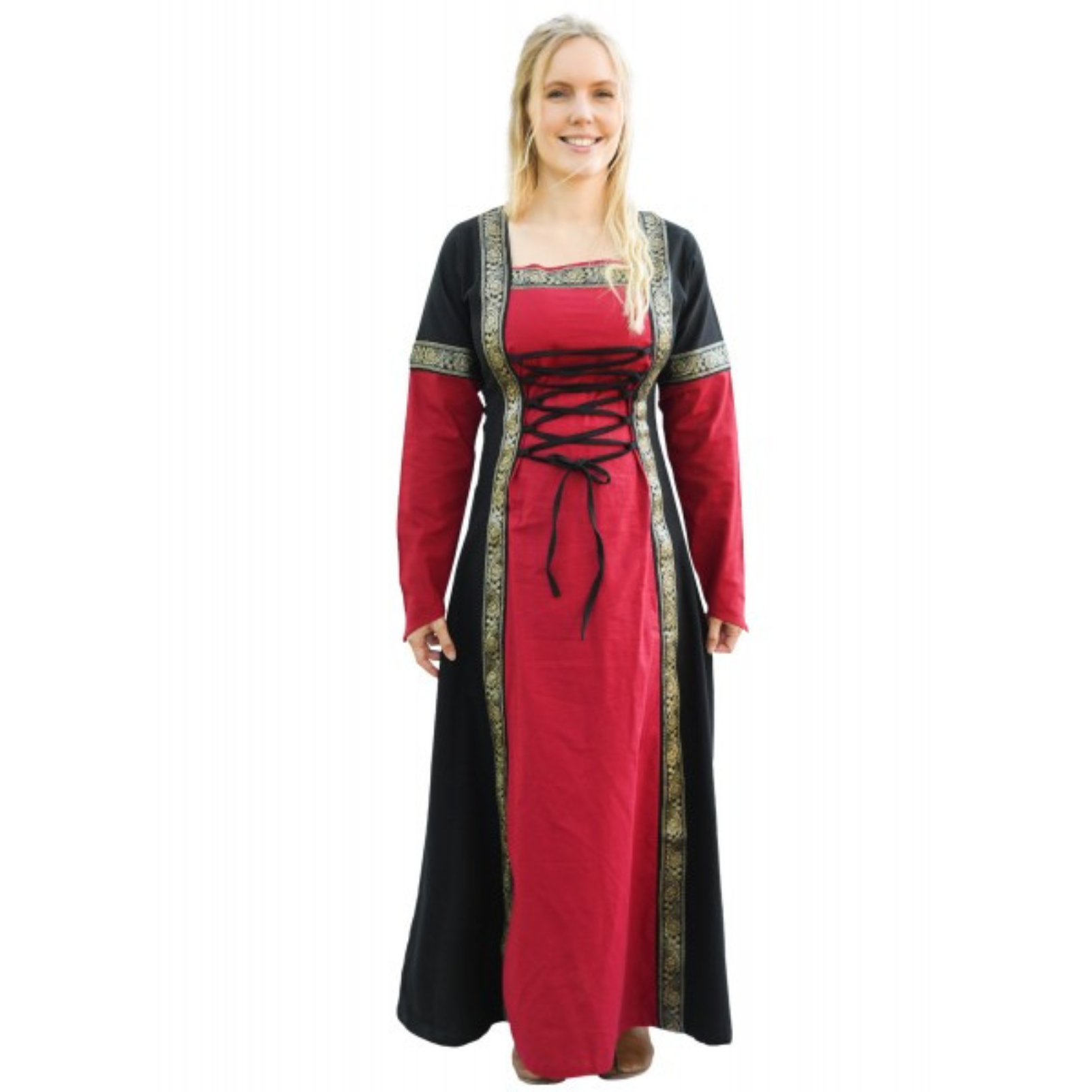 Mittelalterkleid Eleanor, rot-schwarz