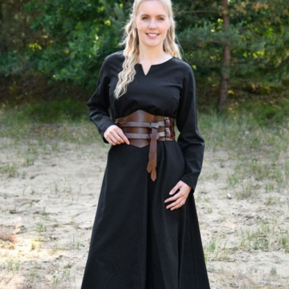 Leichtes Mittelalterkleid Milla, Wikingerkleid, schwarz