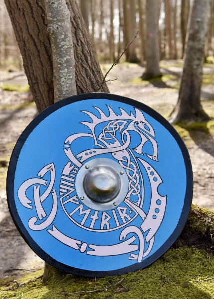 Wikingerschild mit Fenrir-Motiv, handbemalt, 61 cm