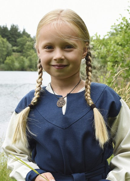 Kinder-Wikingerkleid Solveig, blau/natur