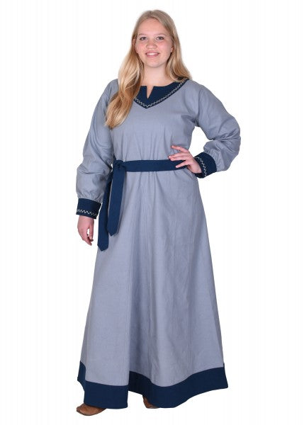 Wikinger Kleid Jona, blaugrau/blau