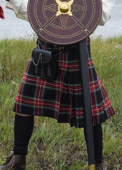 8 Yard Kilt, Schottenrock, Black Stewart Tartan