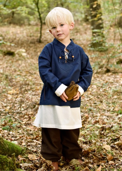 Kinder Mittelalter-Hemd Colin, blau