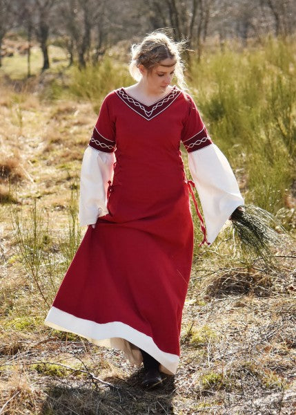 Mittelalterkleid Alvina, rot/natur