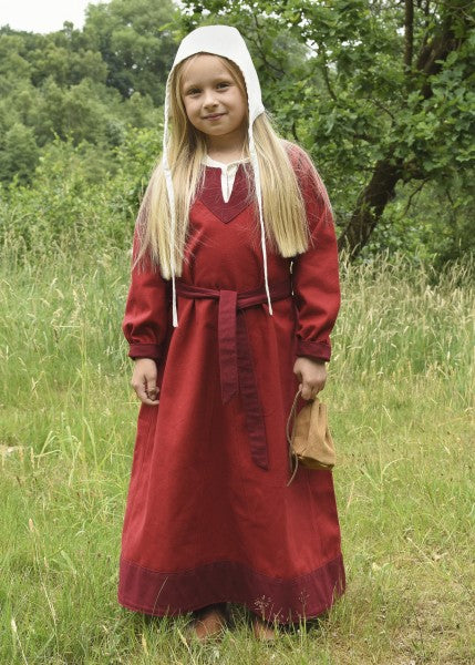 Kinder-Wikingerkleid Solveig, rot/weinrot