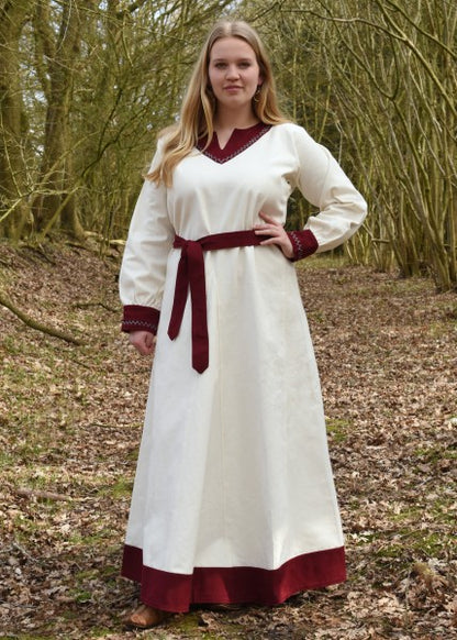 Wikinger Kleid Jona, natur/weinrot