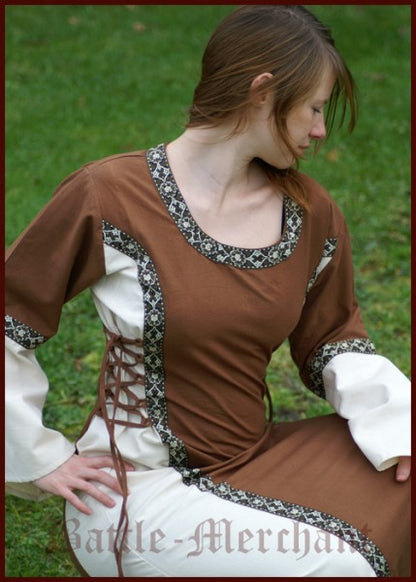 Mittelalter Kleid - Ella, hellbraun/natur