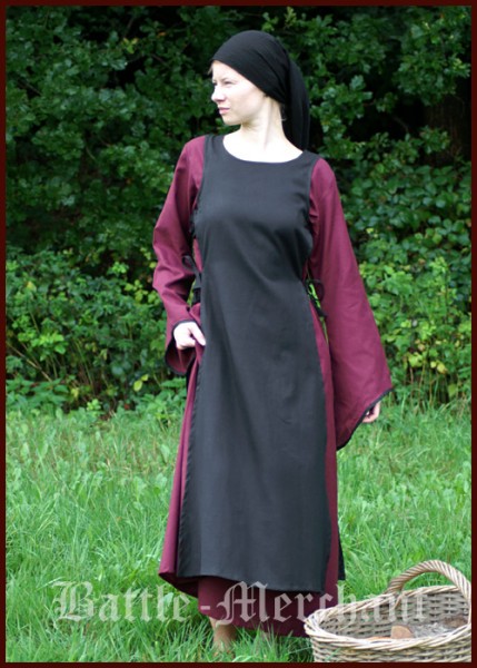 Mittelalterkleid Heske, schwarz/bordeaux