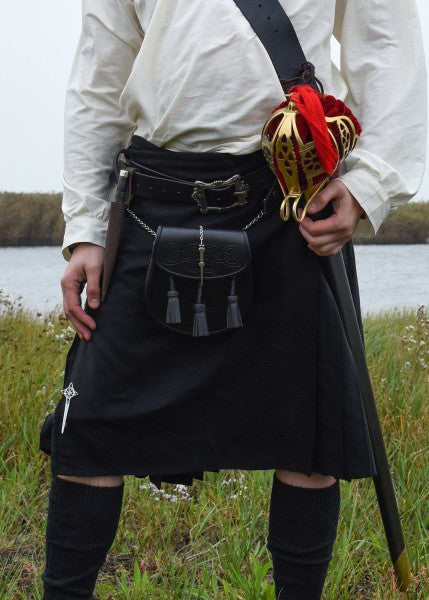 8 Yard Kilt, Schottenrock, schwarz (uni)