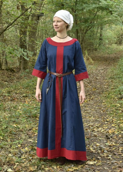 Mittelalterkleid Gudrun, blau/rot