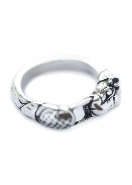 Wikinger Ring mit Hundekopf, Silber