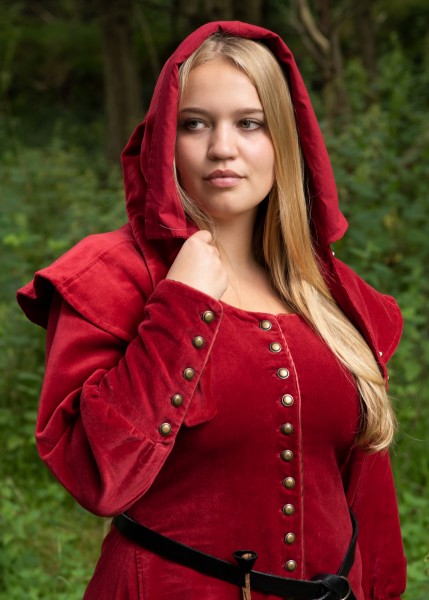 Cotehardie Isabell aus Samt, Mittelalterkleid, rot