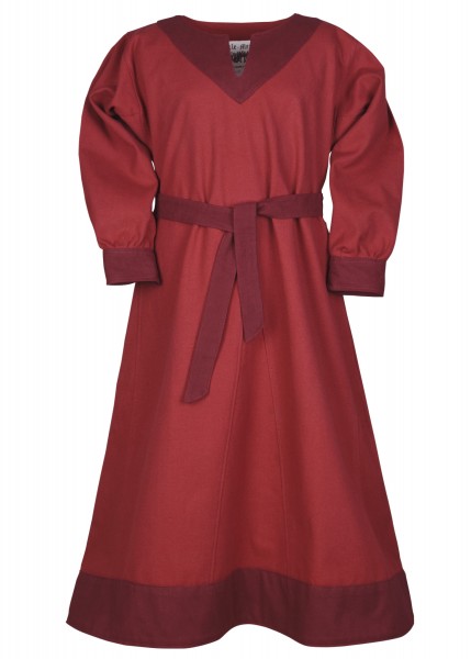 Kinder-Wikingerkleid Solveig, rot/weinrot