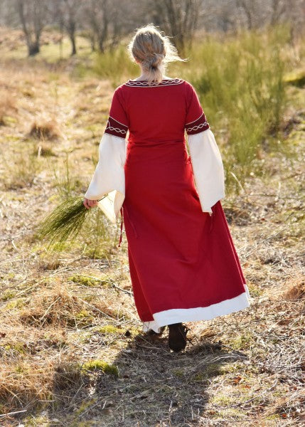 Mittelalterkleid Alvina, rot/natur