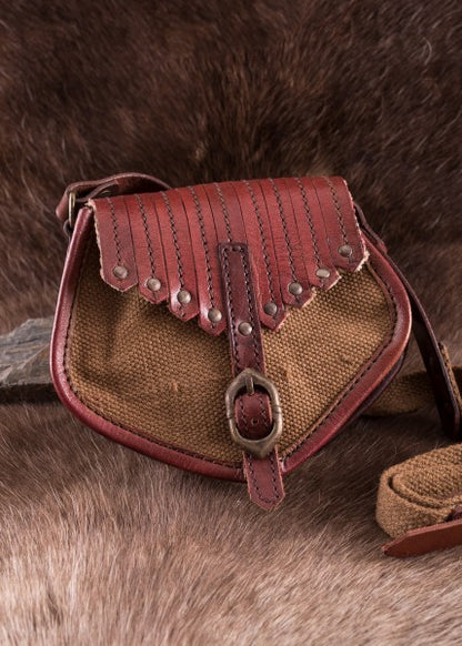 Tasche im Wikinger-Stil, Leder und Segeltuch