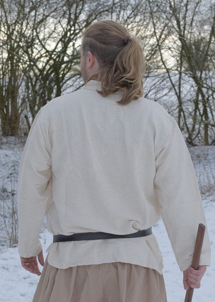 Schweres Mittelalter-Hemd, schnürbar, handgewebt, natur