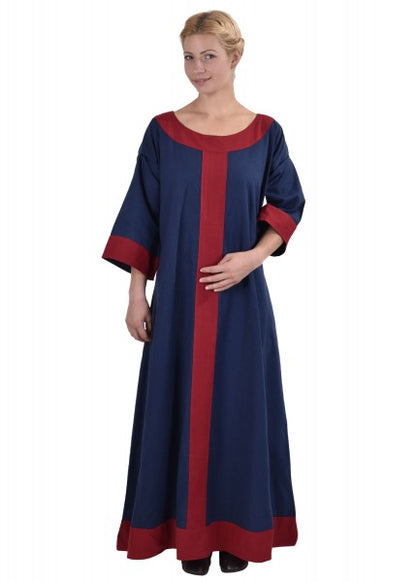 Mittelalterkleid Gudrun, blau/rot