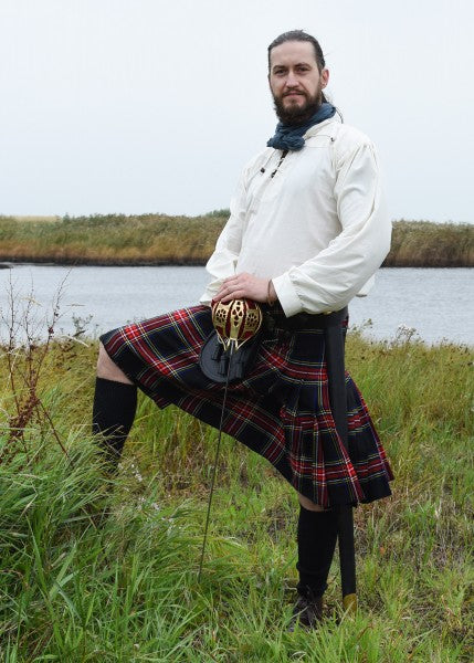 8 Yard Kilt, Schottenrock, Black Stewart Tartan