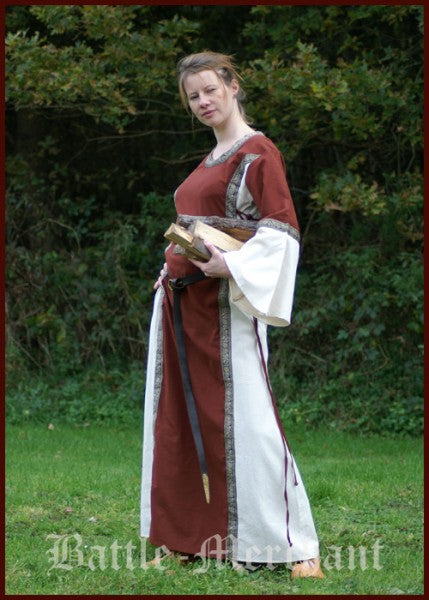 Mittelalter Kleid - Martha, rot/natur