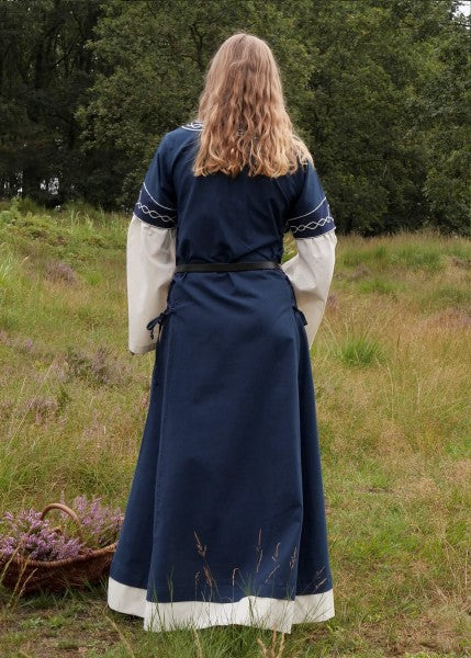 Mittelalterkleid Alvina, blau/natur