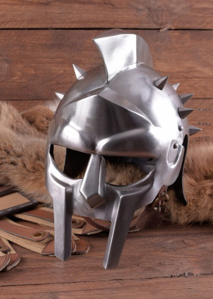 Gladiatorenhelm Maximus mit Lederinlay mit Dornen