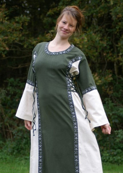 Mittelalter Kleid - Martha, grün/natur