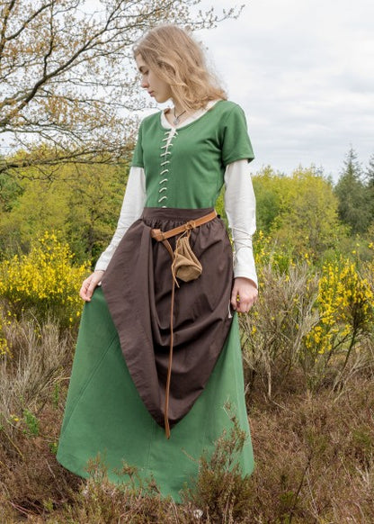 Kurzärmelige Cotehardie Ava, Mittelalterkleid, grün