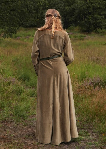 Cotehardie Isabell aus Samt, Mittelalterkleid, grün