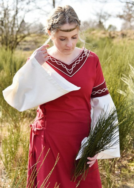 Mittelalterkleid Alvina, rot/natur