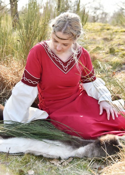 Mittelalterkleid Alvina, rot/natur