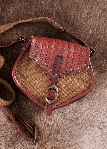 Tasche im Wikinger-Stil, Leder und Segeltuch