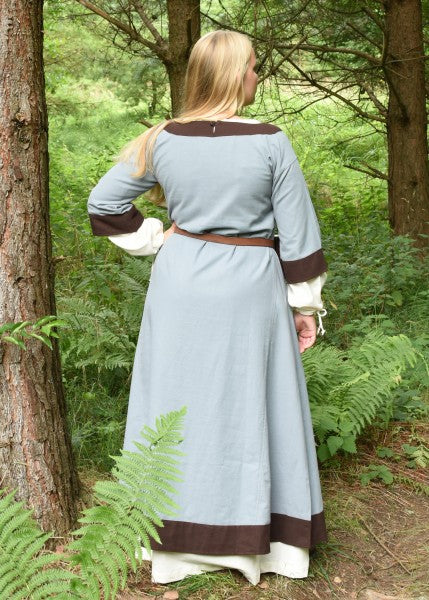 Mittelalterkleid Gudrun, blaugrau/braun