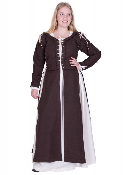 Mittelalterkleid Marit mit Schnürungen, braun