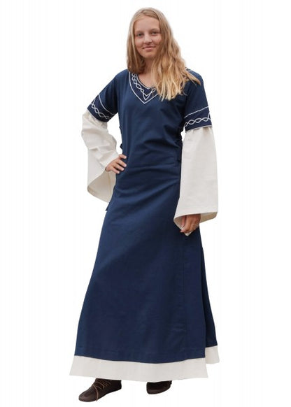 Mittelalterkleid Alvina, blau/natur