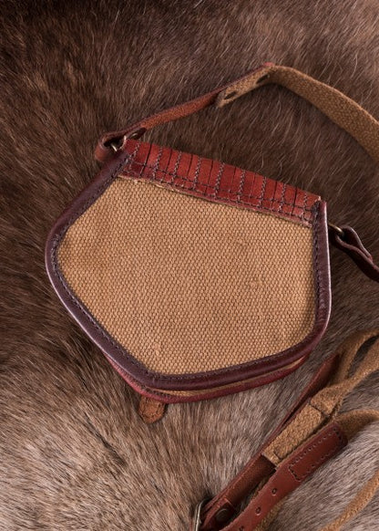 Tasche im Wikinger-Stil, Leder und Segeltuch