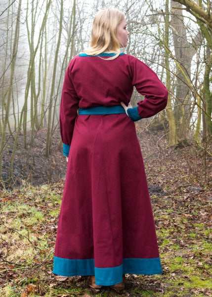 Wikinger Kleid Jona, weinrot/petrol