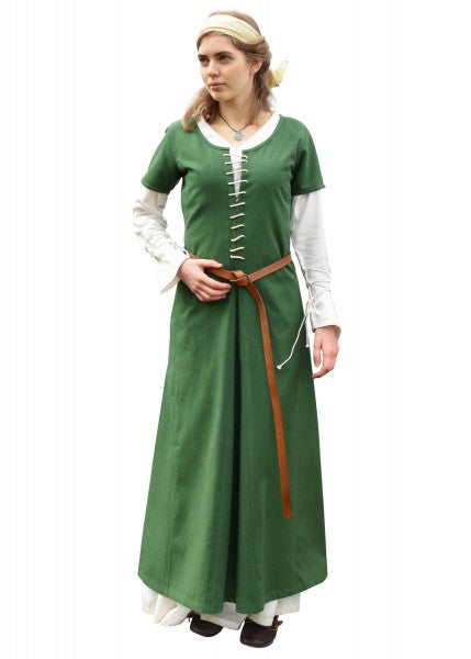 Kurzärmelige Cotehardie Ava, Mittelalterkleid, grün