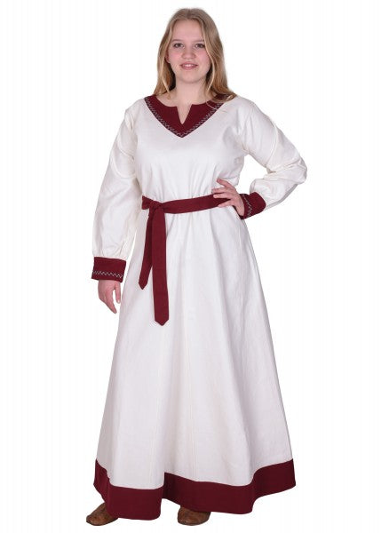 Wikinger Kleid Jona, natur/weinrot