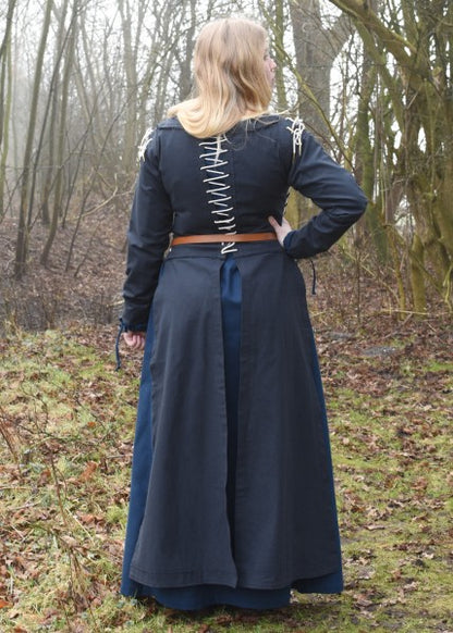 Mittelalterkleid Marit mit Schnürungen, dunkelblau